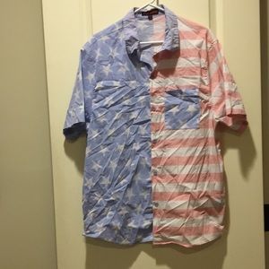 Like New!Uzzi Premium Button Down Flag Shirt Faded Design short sleeves size XXL